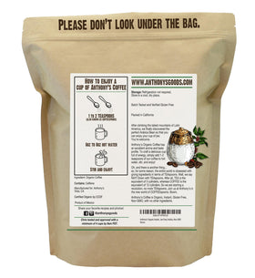 Anthony's Organic Instant Coffee label—gluten-free assurance.