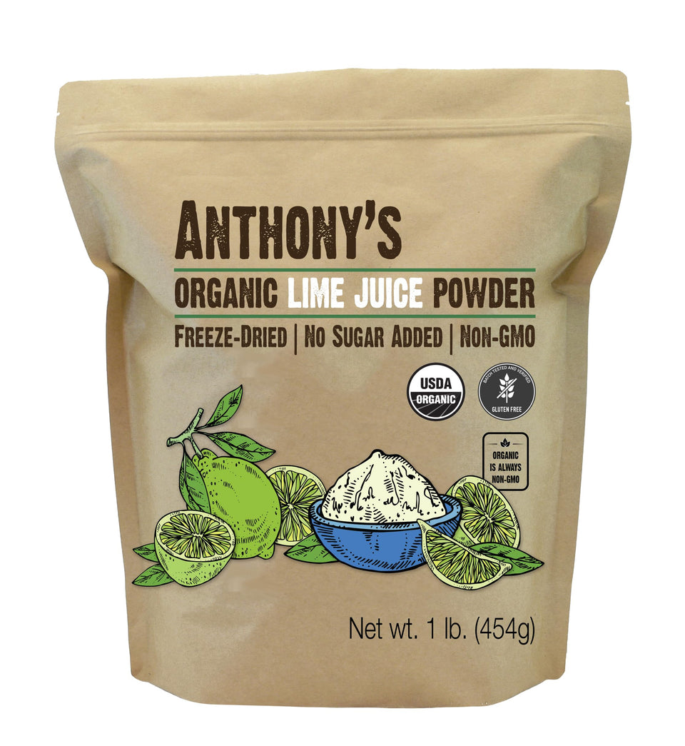 Anthonys Organic Lime Juice Powder bottle pour for mess-free flavor