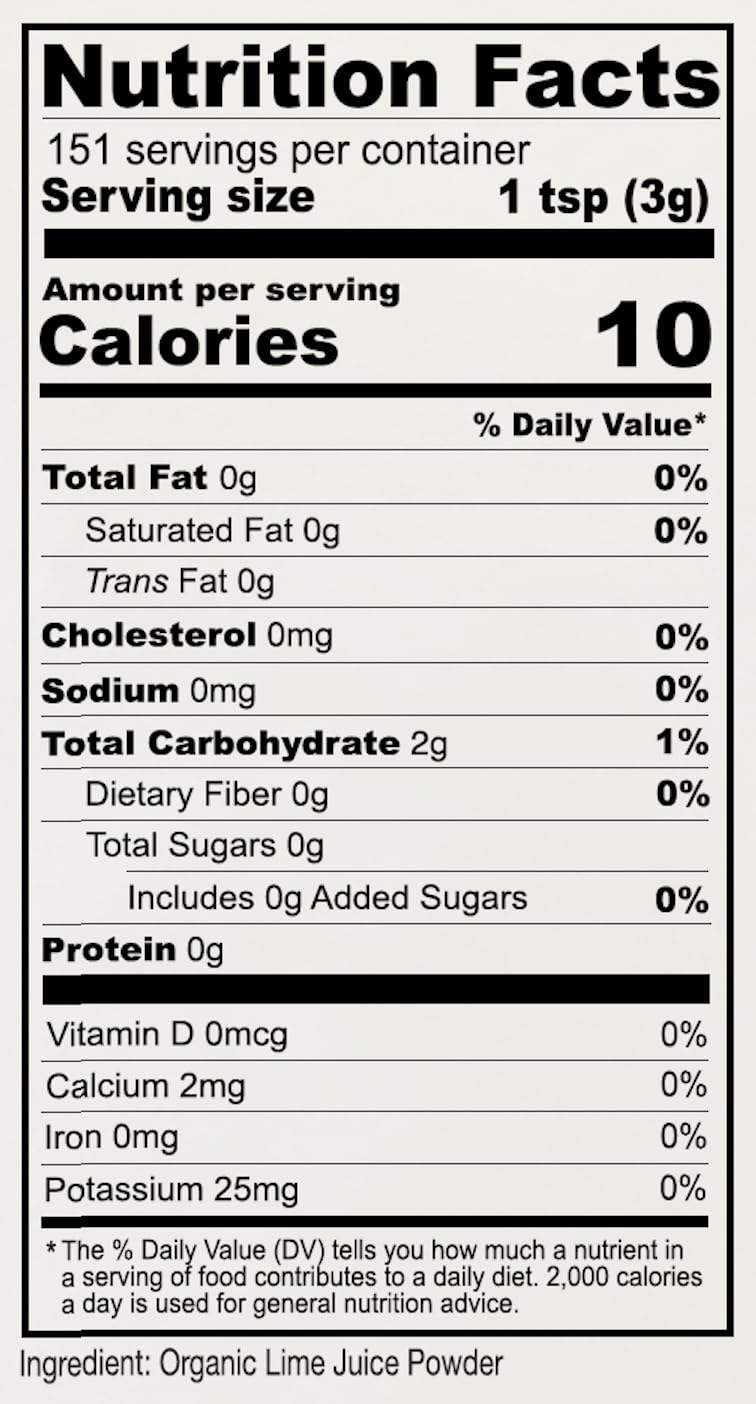 Anthonys Organic Lime Juice Powder packaging label emphasizes gluten-free, non-GMO quality