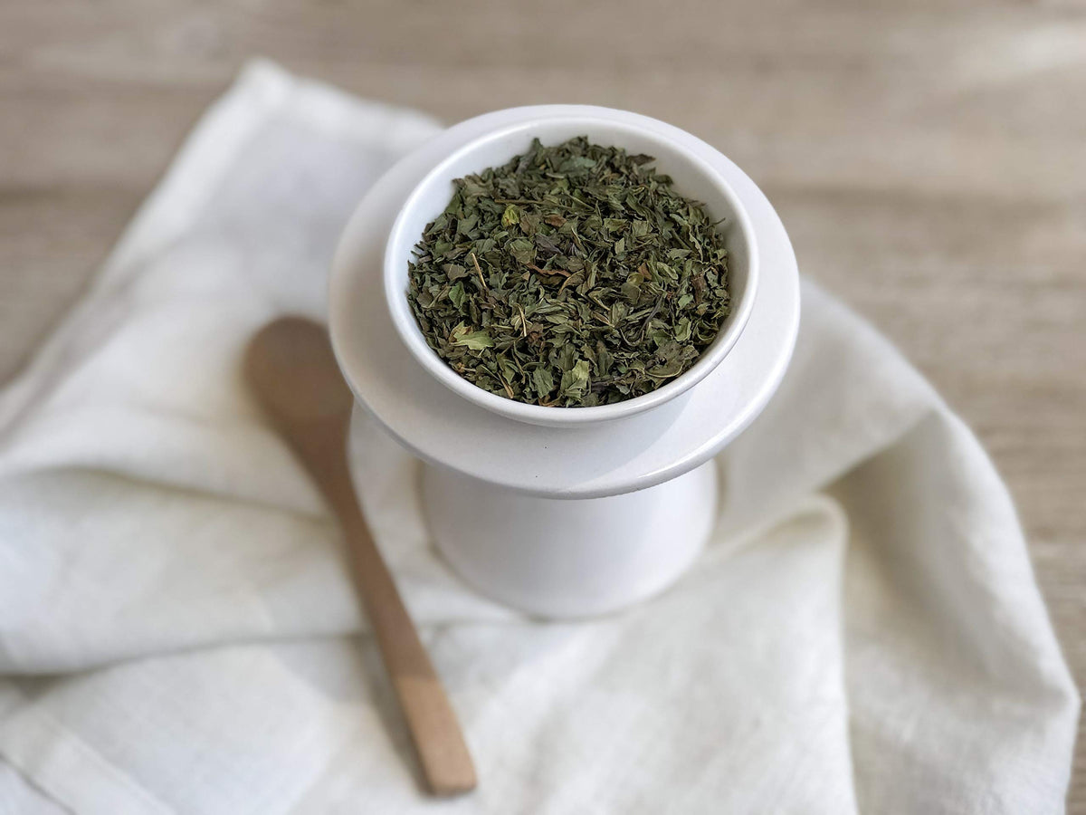 Anthony's Organic peppermint leaves in kitchen storage ready for recipes