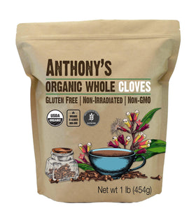 Anthony's Organic Whole Cloves bottle for easy, aroma-rich cooking