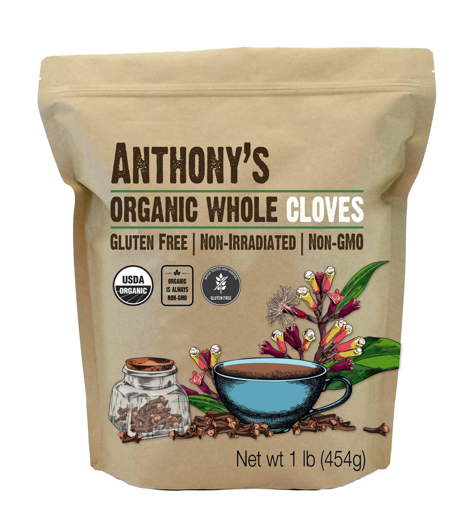 Anthony's Organic Whole Cloves bottle for easy, aroma-rich cooking