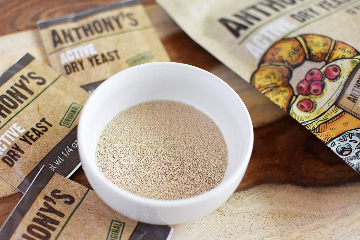 Anthony's yeast helping create fluffy pizza dough in a home kitchen.