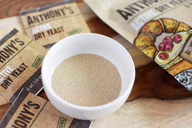 Anthony's yeast helping create fluffy pizza dough in a home kitchen.