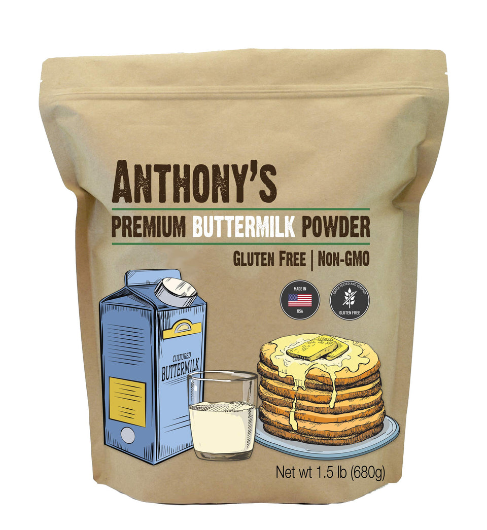 Anthony's Premium Buttermilk Powder packaging front, gluten free and USA-made