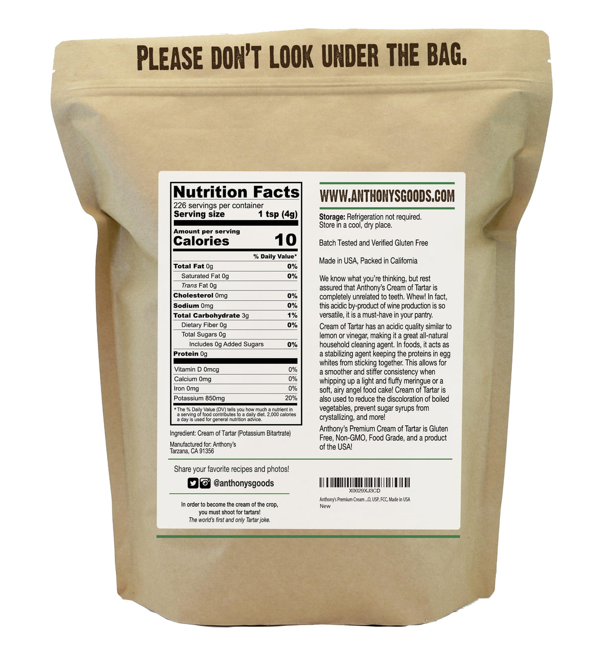 Anthony's Cream of Tartar cleaning use highlights natural mineral properties