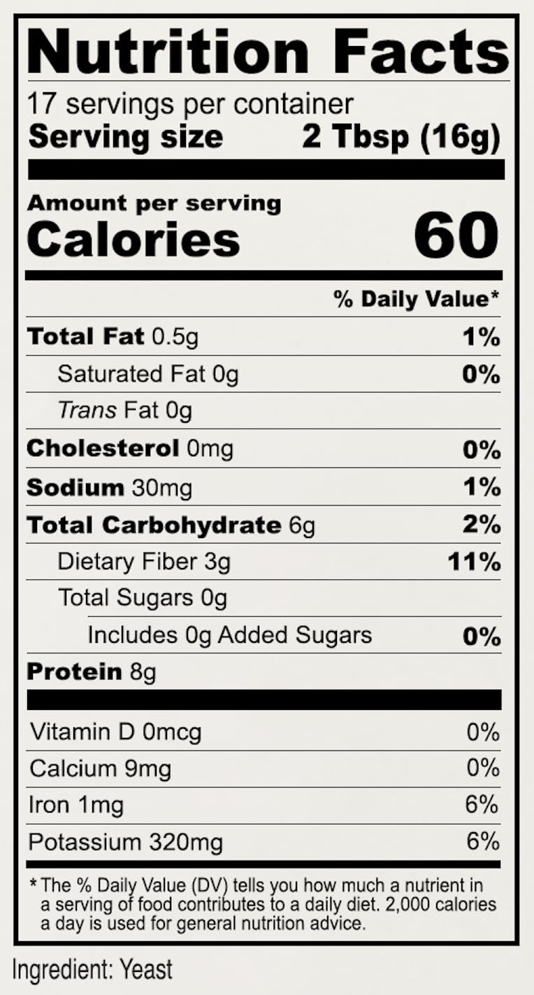 Anthony's Premium Nutritional Yeast Flakes label close-up shows non-GMO attributes.