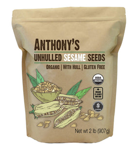 Anthony's sesame seeds bulk bag showing unhulled hulls for baking and topping