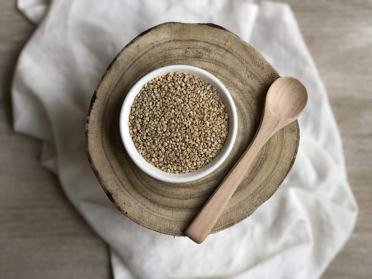 Anthony's sesame seeds nutrition panel highlights copper, calcium, and fiber