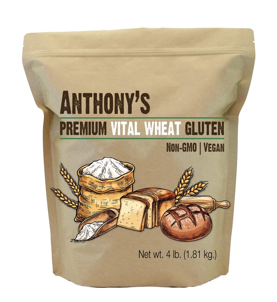 Anthony's Vital Wheat Gluten bag highlights protein boost for dough