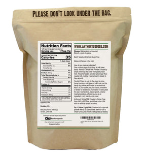 Anthony's Whole Milk Powder bag with measuring scoop for easy portions.