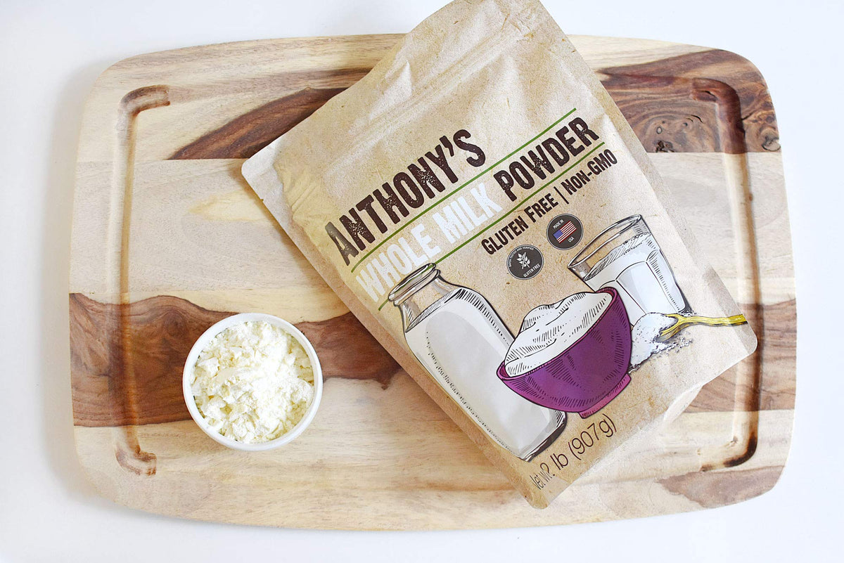Anthony's Milk Powder enhancing coffee, smoothies, and baked goods.