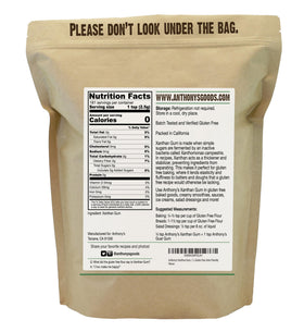 Anthony's Xanthan Gum batch-tested gluten-free label signals safe baking.