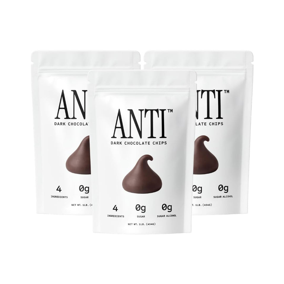 Anti Sugar Free Dark Chocolate Mini Chips pack for on-the-go snacking
