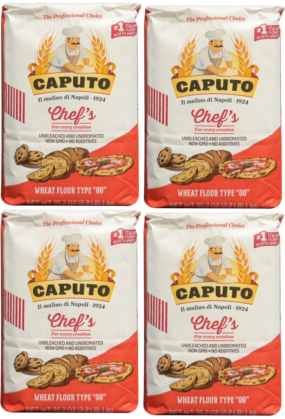 Antimo Caputo 00 chef's flour pack 4x1kg for professional pizza dough.
