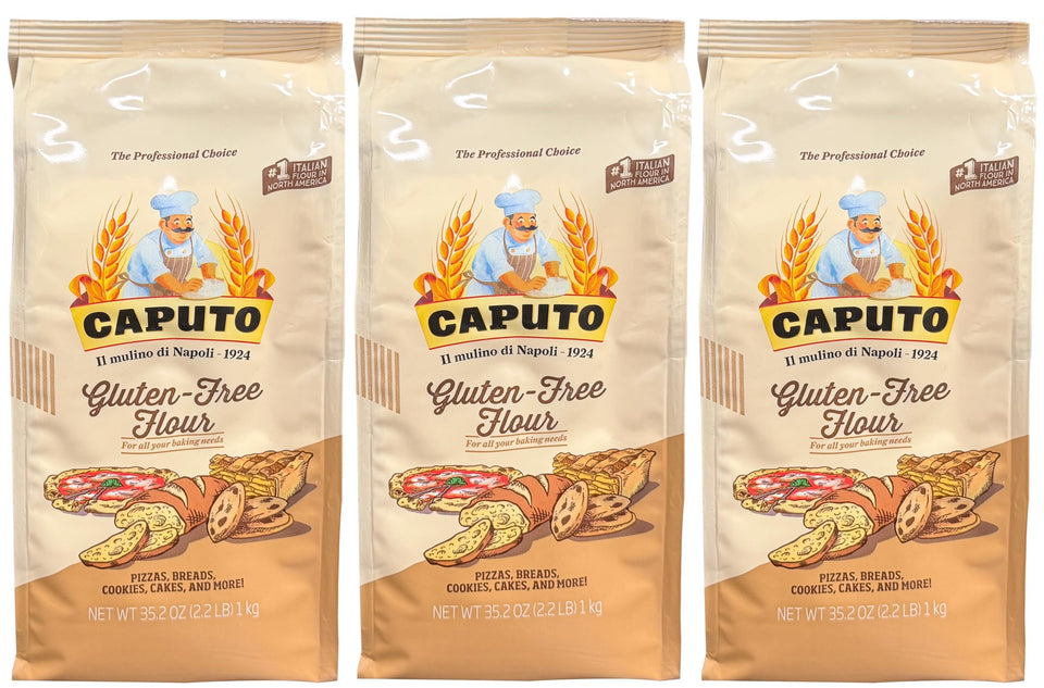 Antimo Caputo gluten-free pizza flour 3-pack pack-shot for reliable crust texture.