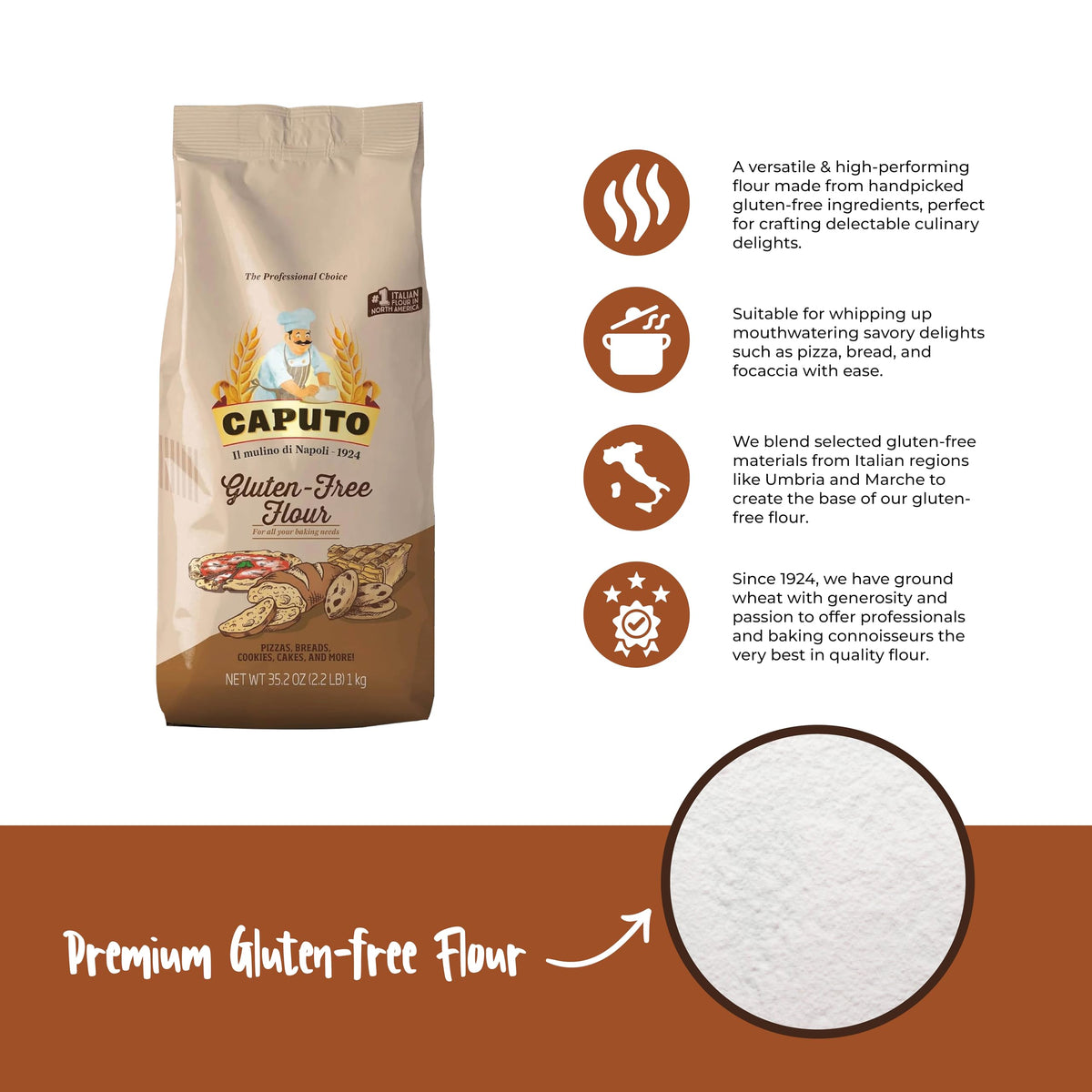 Antimo Caputo gluten-free flour dough rolling in kitchen demonstrates versatility and long fermentation potential.