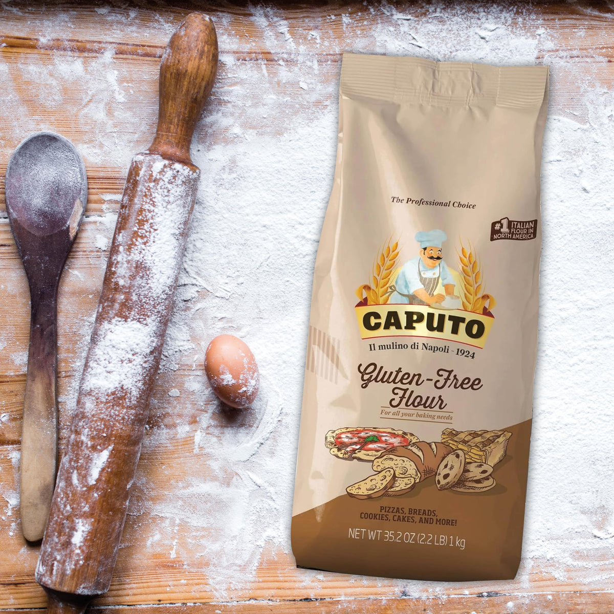 Antimo Caputo gluten-free pizza flour packaged in Italy highlighting craftsmanship