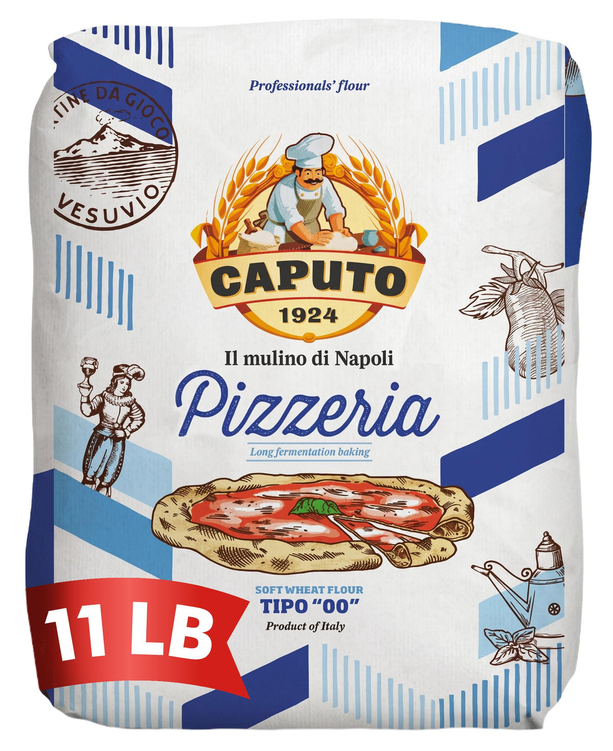 Antimo Caputo Pizzeria Flour Blue bag front view for Neapolitan dough