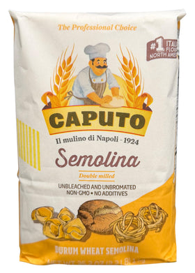 Antimo Caputo semola durum flour close-up, golden color and rustic texture