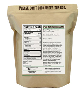 Anthony's lemon powder with measuring spoon for precise, sugar-free flavor additions.
