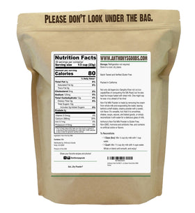 Anthony's Non Fat Milk Powder label shows gluten-free certification for safe cooking.