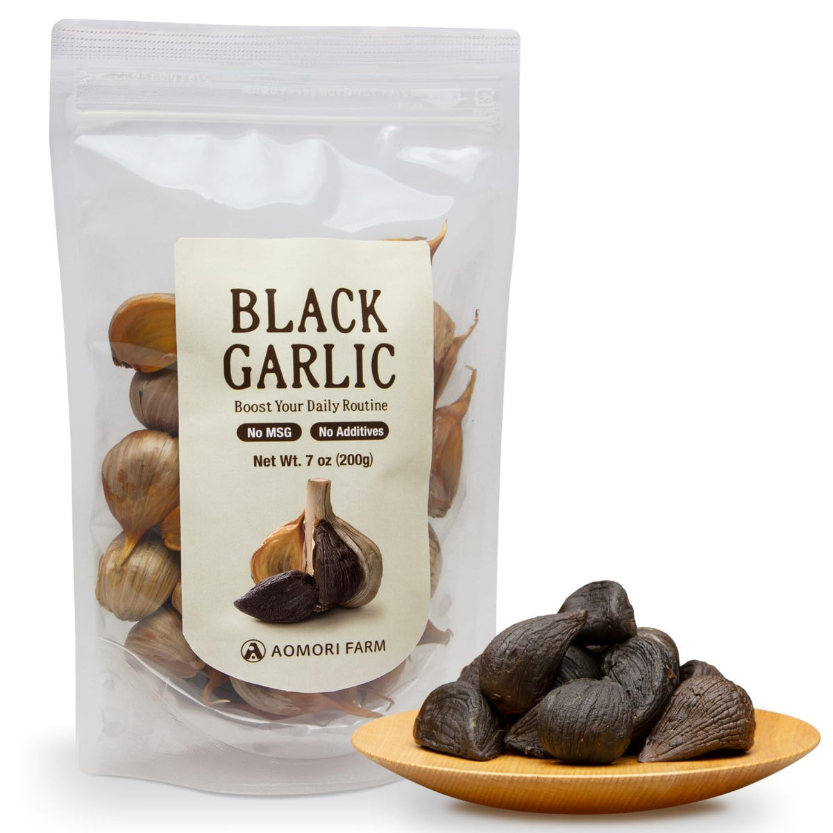 Aomori Farm Black Garlic whole bulbs ready for pantry storage