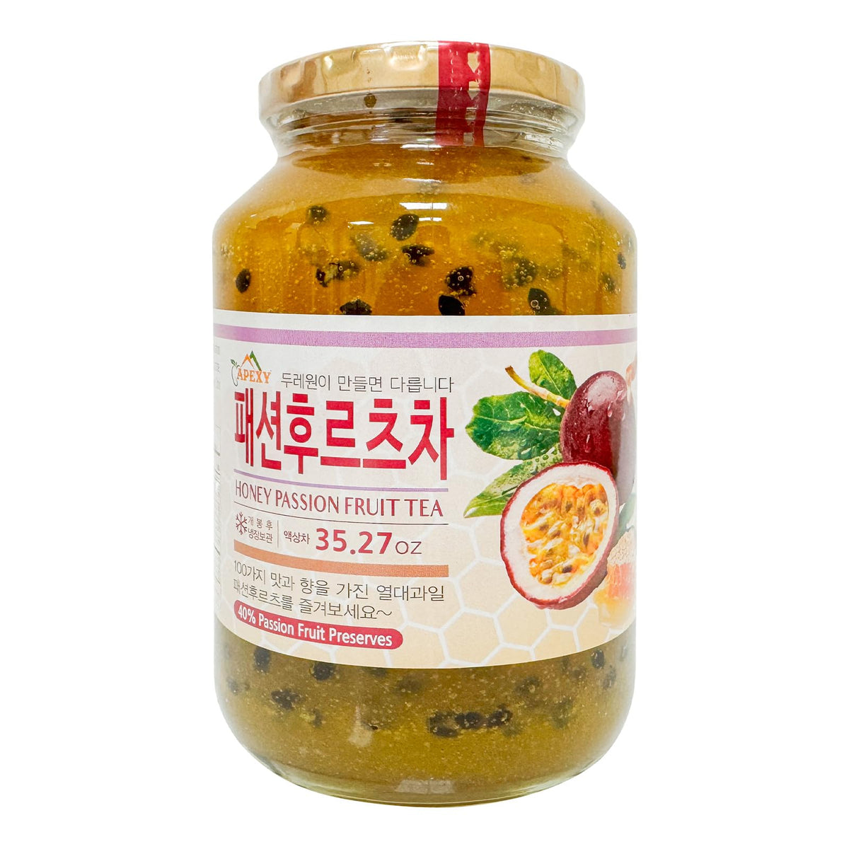 APEXY authentic Korean honey passion fruit tea jar for daily tea rituals.