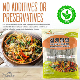 APEXY Gluten-free noodles ideal for vegan and paleo kitchens.