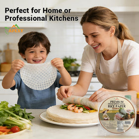 APEXY cholesterol-free rice paper complements healthy veggie and protein fillings.