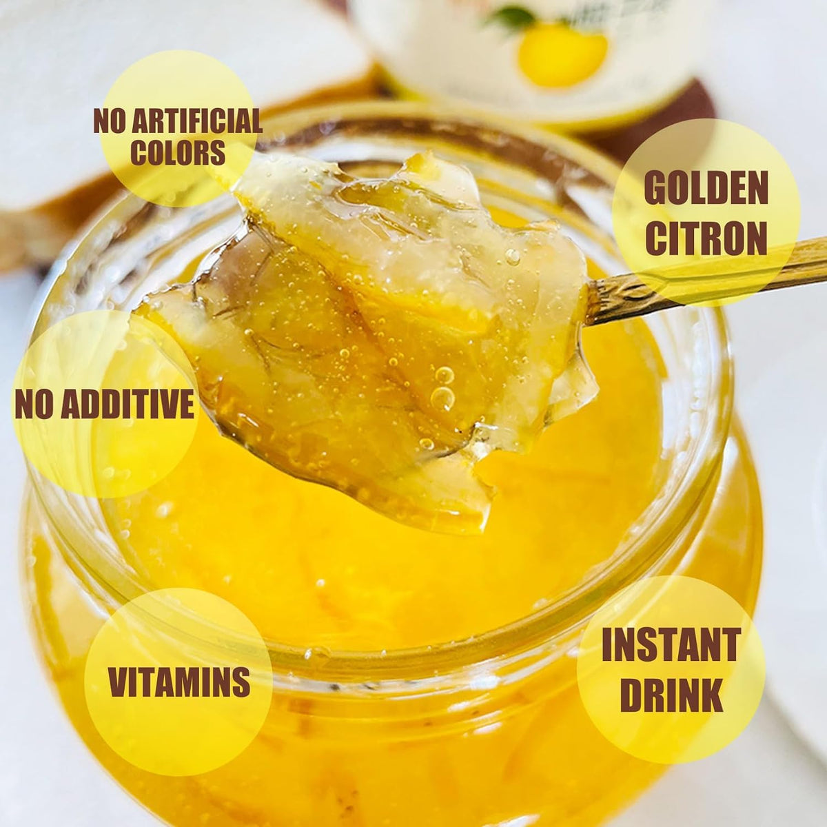 APEXY Honey Citron Tea jar closeup showing natural color and freshness