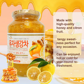 APEXY honey citron tea jar closeup featuring visible fruit pieces and honey.