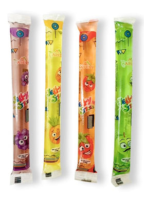 Apexy Jelly Straws assorted flavors featuring strawberry, grape, pineapple, and green apple.
