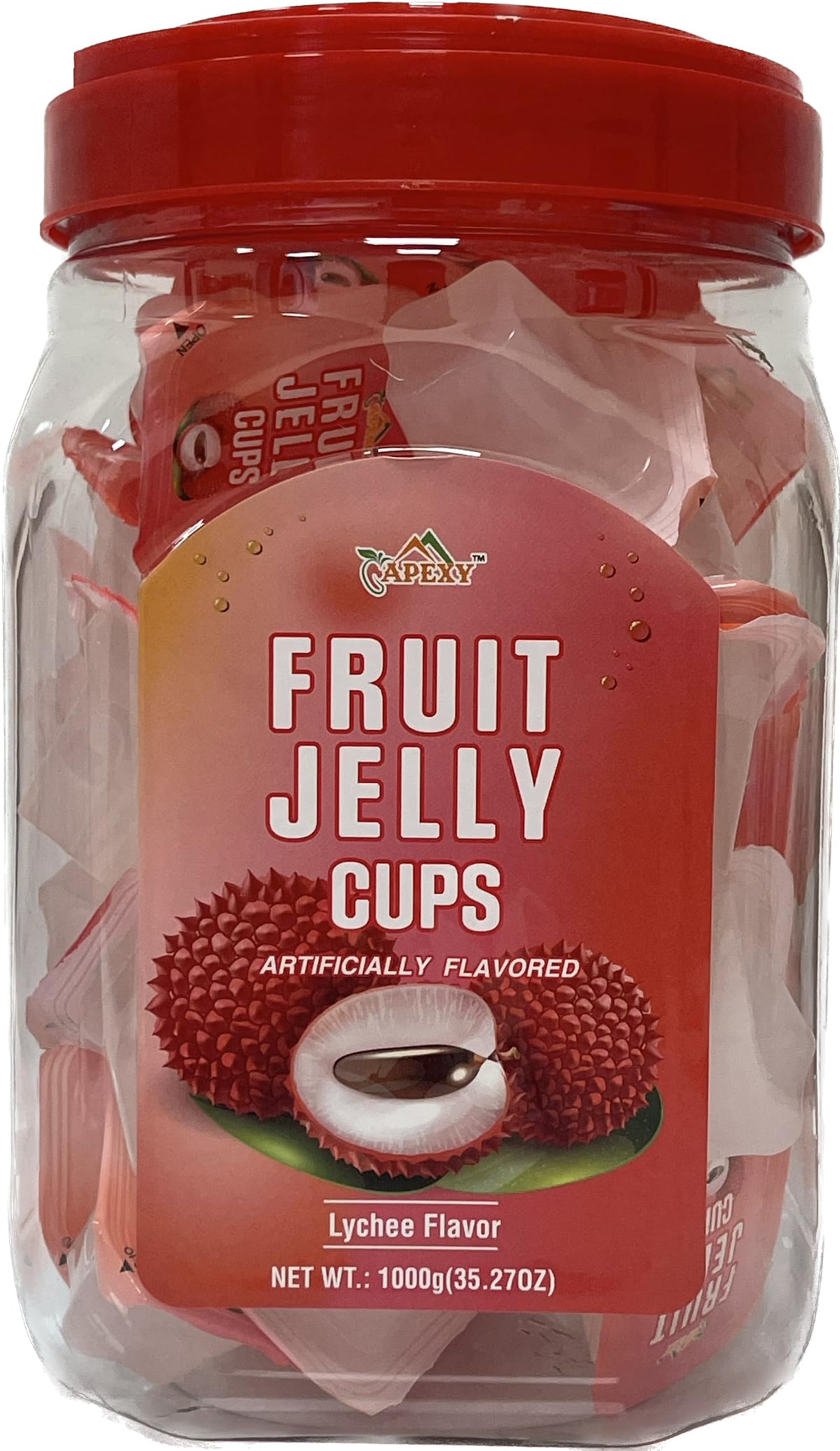 APEXY Lychee fruit jelly cup, refreshing bite-size snack for lunchboxes and on-the-go