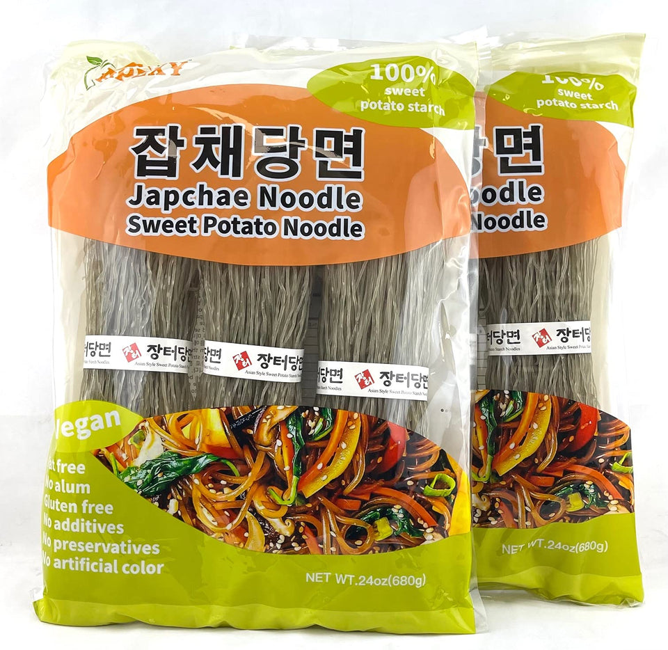 APEXY Sweet Potato Glass Noodles pack with two 680g bags for gluten-free meals.