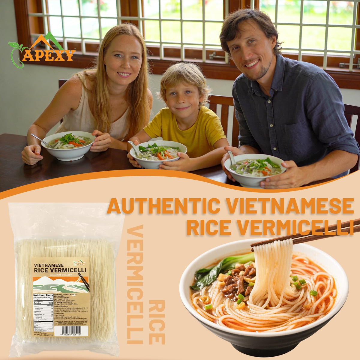 APEXY thin noodles cook quickly for fast noodle soups and stir-fried dishes.