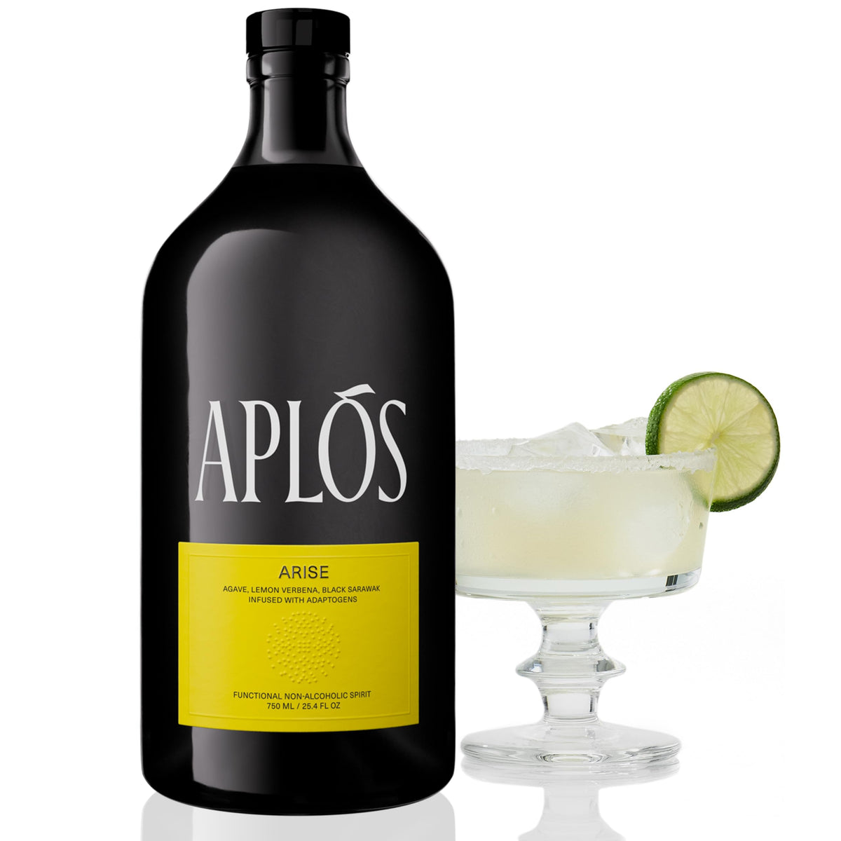 Aplos ARISE bottle pour highlighting agave-citrus notes for social sipping.