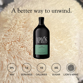 Aplós Ease herbs and ingredients display suggesting a balanced, calming ritual.