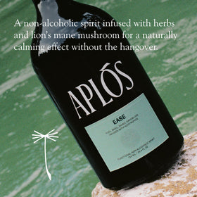 Aplós Ease being poured into a glass, citrus-herb aroma for a relaxing moment.