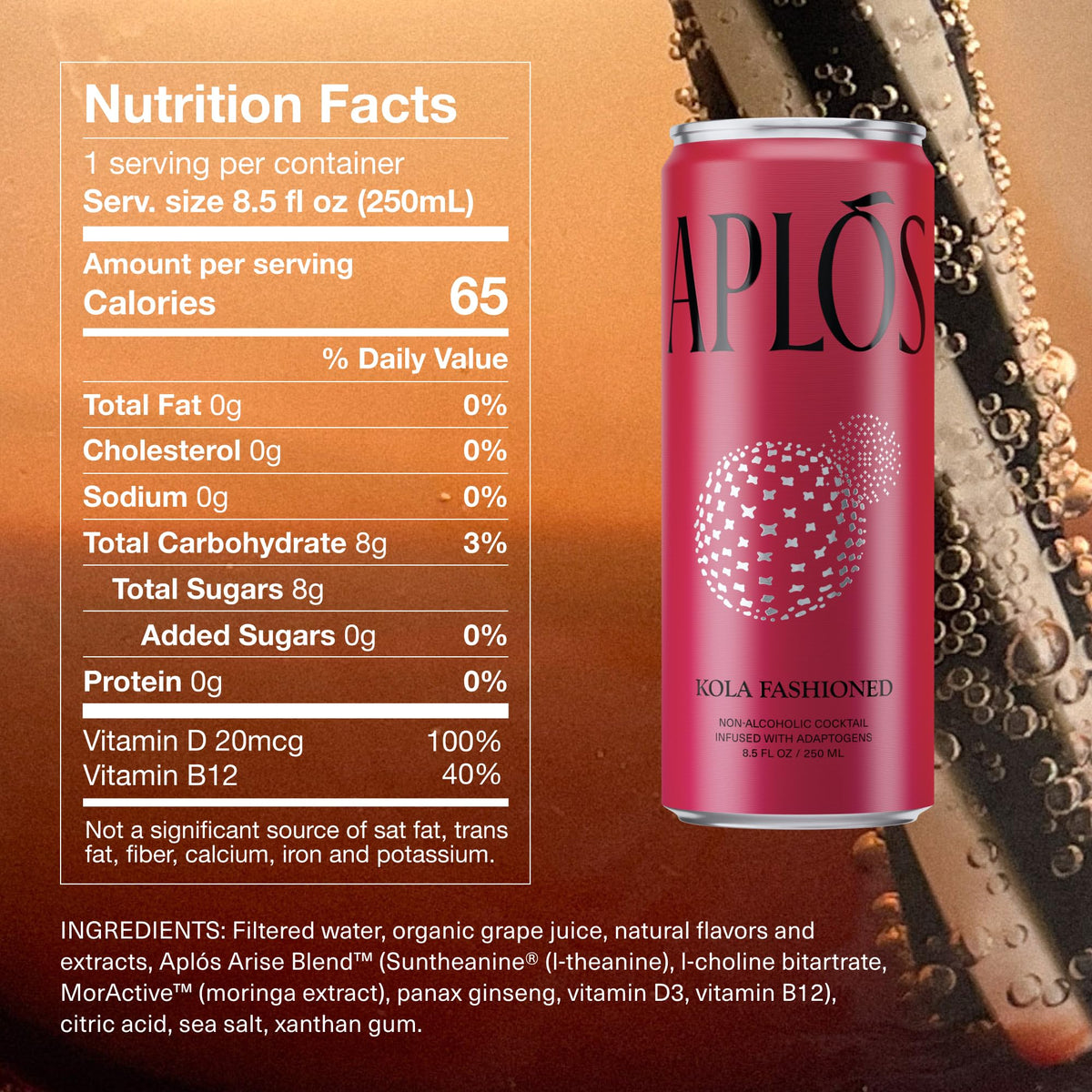 Aplós bottle label featuring lion’s mane and magnesium for calming mood support