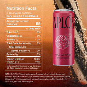 Aplós bottle label featuring lion’s mane and magnesium for calming mood support