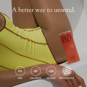 Aplós Ume Spritz botanicals on display emphasizing calming, uplifting notes.
