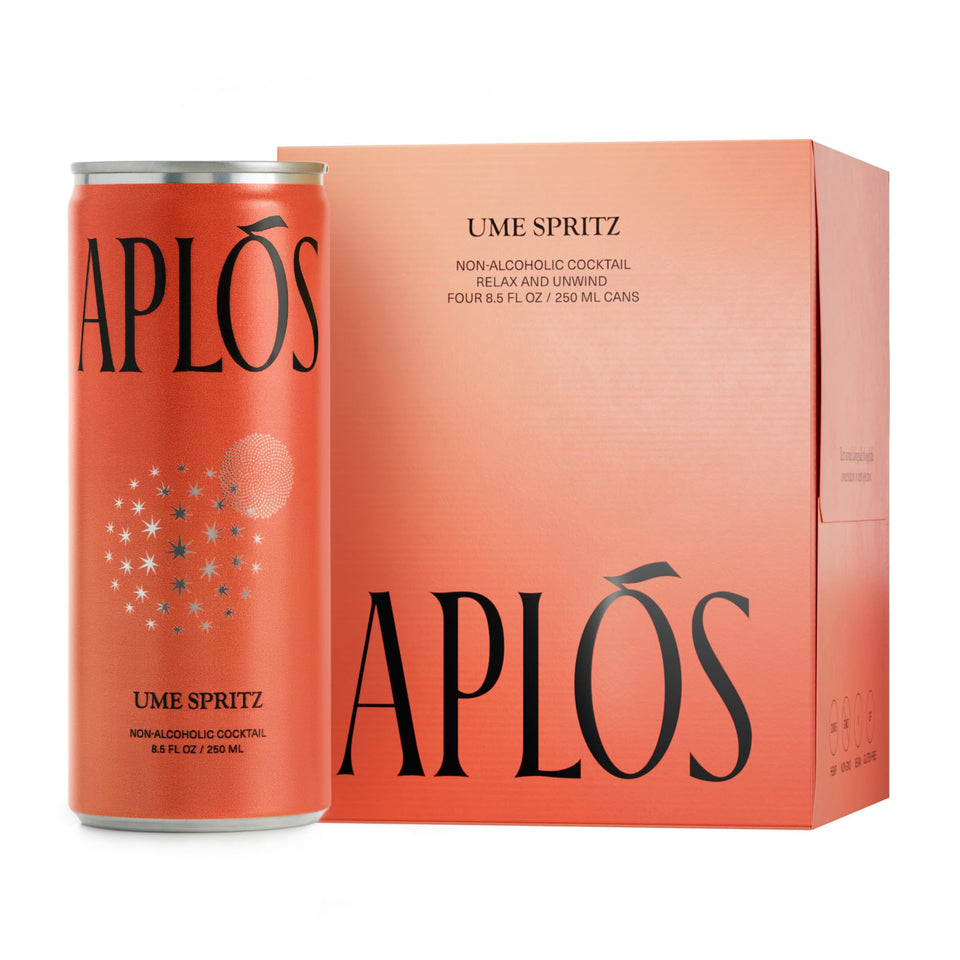 Aplós Ume Spritz can close-up showing branding and refreshing, low-calorie appeal.