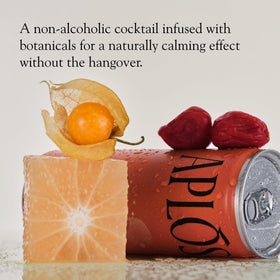 Aplós Ume Spritz glass on ice highlighting sparkle and chill enjoyability.