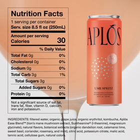 Aplós Ume Spritz ingredient list featuring ume plum and sea buckthorn.