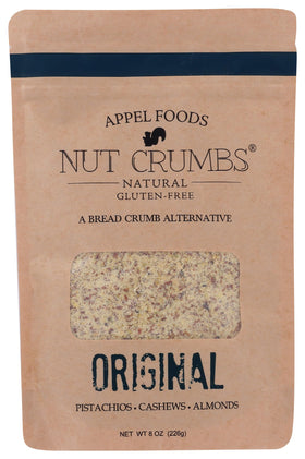 Appel Foods Nut Crumbs Original bag front showing gluten-free coating for crisp chicken