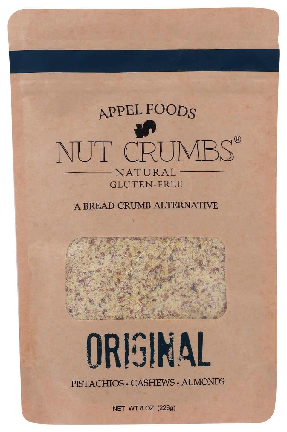 Appel Foods Nut Crumbs Original bag front showing gluten-free coating for crisp chicken