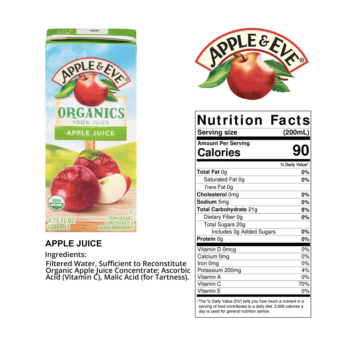 Apple & Eve Organics juice box in lunchbox, kid-friendly and mess-free.