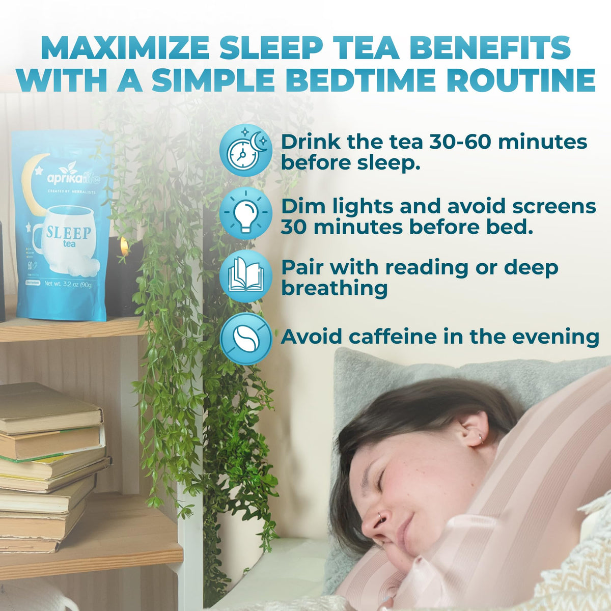 Relaxed evenings start with Aprika Life Sleep Tea and a comforting cup.
