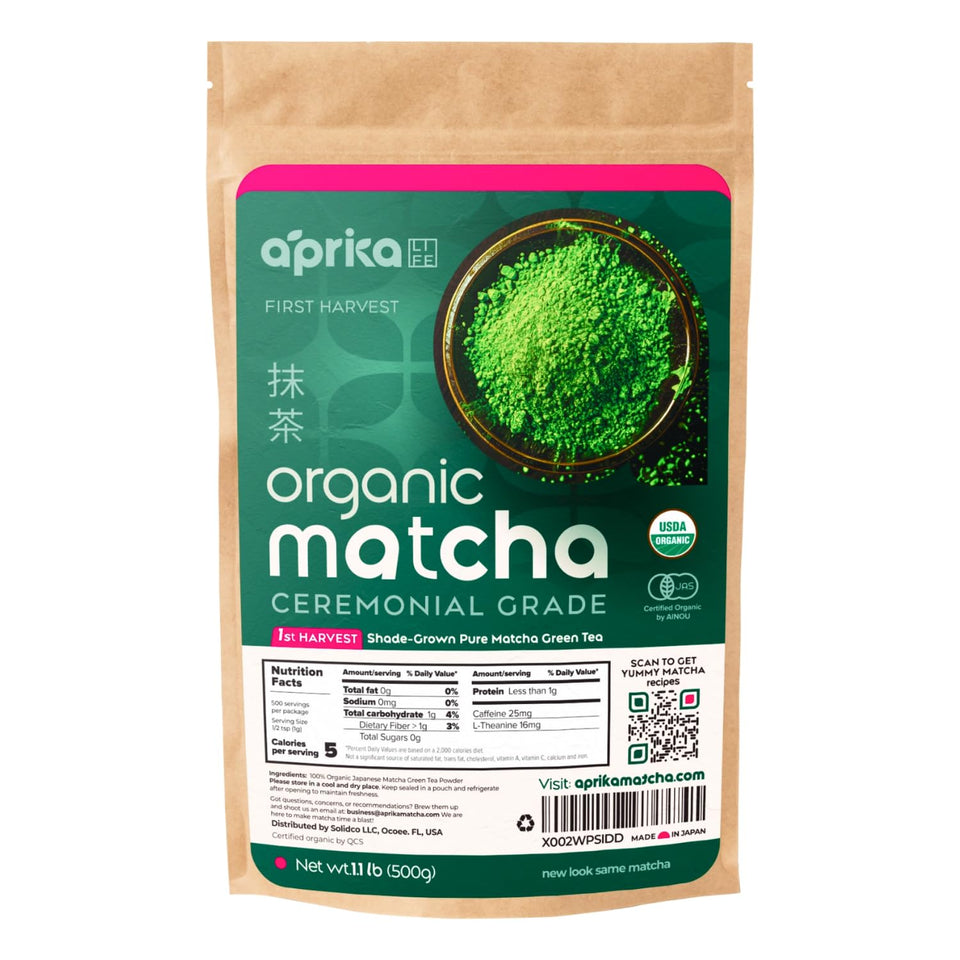 AprikaLife ceremonial matcha packaging in a bag, preserving freshness for daily rituals